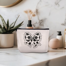 KAIOUS Soccer Gifts for Women — Soccer Ball Makeup Bag Cosmetic Bag Makeup Zipper Pouch