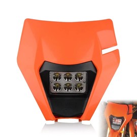 fewfuss Dirt Bike Led Headlight, Motorcycle Enduro Headlight Kit for EXC EXCF SX SXF XC XCF XCW XCFW (Orange)