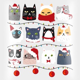 Shirtracer Cushion 40 x 40 cm Decorative Cushion - Christmas Cushion Christmas Gifts - Cats for Christmas - 40 x 40 cm - White - Cat with Christmas Motif Christmas Cat Gifts Xmas