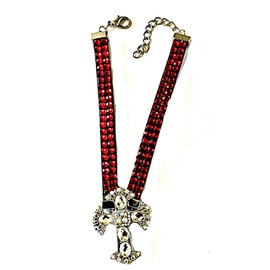 Roger Enterprises Boot Chain Bootchain Shiny Crystal Strap with Crystal Cross Charm Pendant Adjustable Size