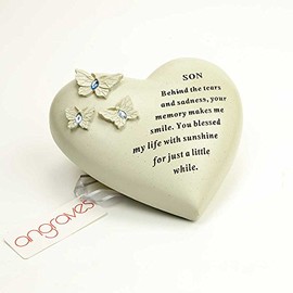 Angraves Special Son Butterfly Gem Heart Graveside Memorial Ornament Plaque