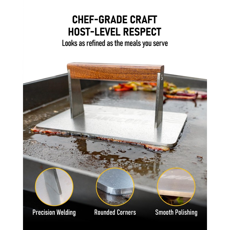 Manucode Stainless Steel Bacon Press - 3.2 LB Heavy Cooking