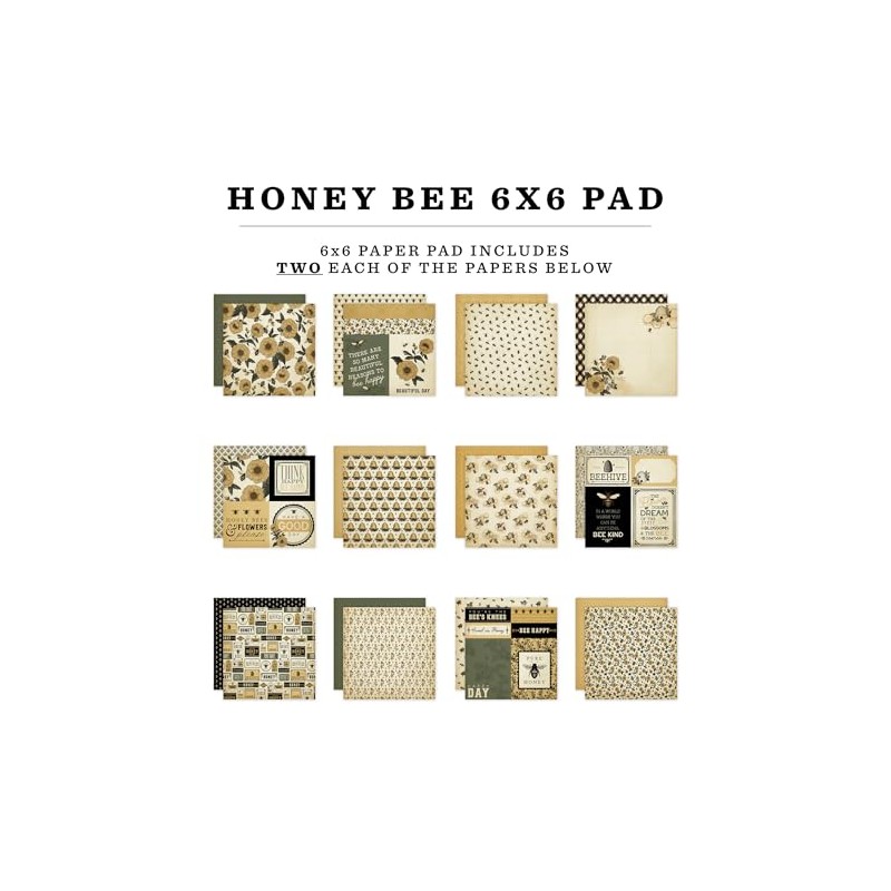Echo Park Paper Honey Bee 6x6 Paper Pad, Multi