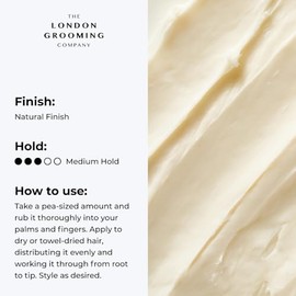 The London Grooming Company crema para hombres  Medio agarre y bajo brillo acabado mate  producto de cabello a base de agua, fcil de lavar  Oud...    