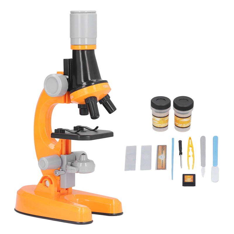 Kids Microscope Kit LED 1200X Microscope with Specimen Slides Science