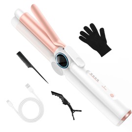 Cordless Curling Iron 9000 mAhUSB Rechargeable, 4 Temps Setting Cordless Hair Curlers, 280°F-400°F Travel Cordless Curling Wand, Wireless Ceramic Hair Styling Tools Hot Rollers Hair Curlers