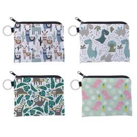 Belvanr Pack of 4 small purses for women, small cosmetic bag, bag with zip, coin purses for women, animal small purse, holds change, ID and coins, As shown in the picture, Fashionable