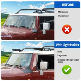 Straight Curved LED Light Bar Mounting Brackets Compatible with Toyot@ FJ Cruiser 2007-2021, Car Upper Roof Windshield Light Bar Mounts for Off-Road Driving, 1 Pair, Black