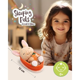 NICI Cuddly Toy Rabbit with Carrot 12 cm Sleeping in Basket - Brown - Soft Plush Toy Cute Plush Toy for Cuddling and Playing, for Children and Adults - 61584