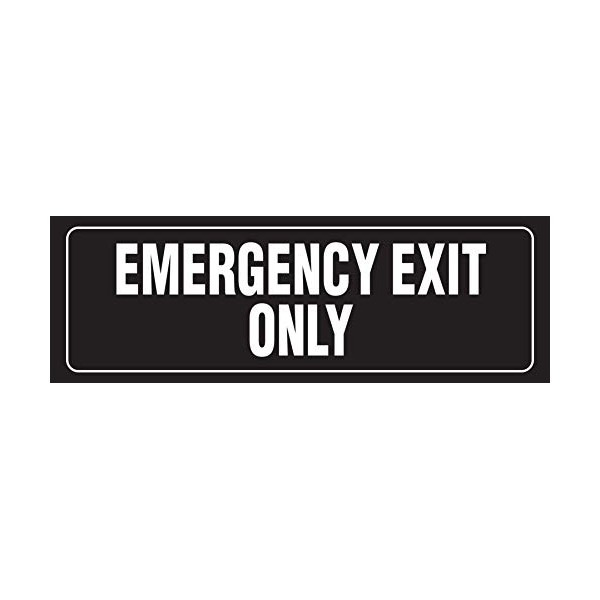 Emergency Exit Only Black Background with White Font Business Retail