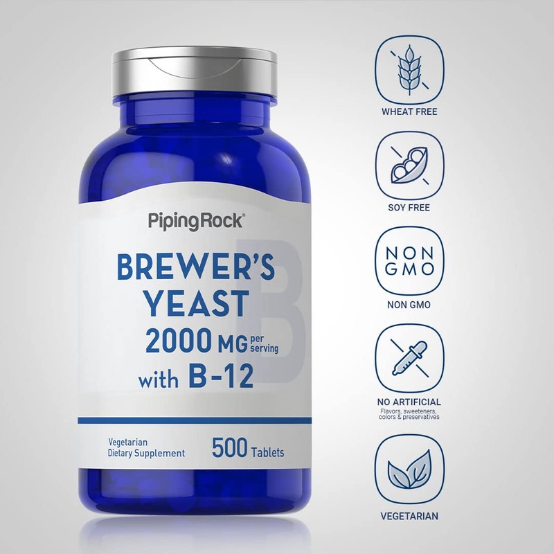 Piping Rock Brewer's Yeast Tablets 2000mg | 500 Pills |