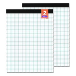 Graph Paper, Grid Paper 8.5 x 11 Graph Paper Pad, [2 Pack] Quad Ruled Grid Paper Pad, 4x4 Squared Legal Pad 30 Sheets per Quadrille Paper for School Office Supplies, Double-Printing, Easy Tear-Off
