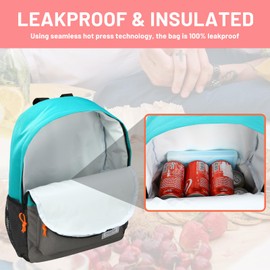 MIER Insulated Backpack Cooler Small Leakproof Lunch Back Pack with Coolers Lightweight Cute Lunch Bag for Women Men to Work, Picnics, Camping, Park Day Trips, 15 L, Peacock Blue/Dark Gray