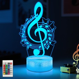 CoolGift Mart Music Note Night Light, 3D LED Optical Illusion Lamp with Remote Control and Timer, Gifts for Music Lovers