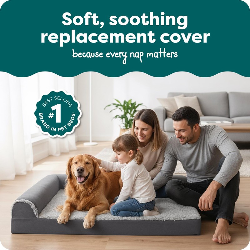 Furhaven Replacement Dog Bed Cover Two-Tone Faux Fur & Suede