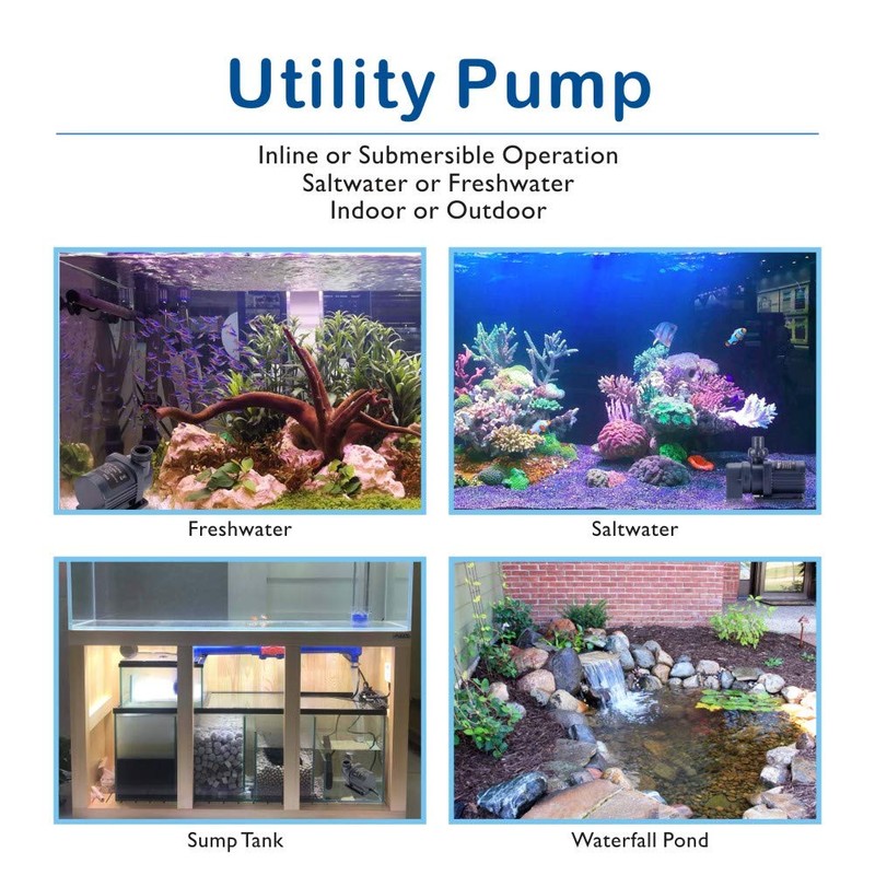 Hygger 24V DC Inline/Submersible Saltwater Aquarium Pump With LCD Display