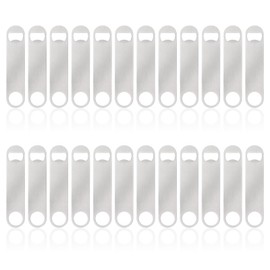 Ohiyoo 24 Pack Flat Beer Bottle Opener 5 inch Heavy Duty Stainless Steel Flat Bottle Opener Metal Beer Bottle Openers Silver Beer Openers for Bartender Kitchen Bar or Restaurant (Silver, 5 inch)