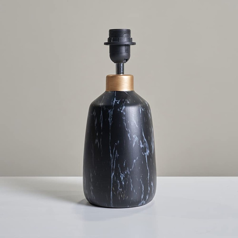 MiniSun Modern Copper Caped Black Marble Effect Table Lamp Base