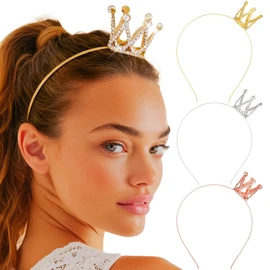 Zoestar Mini Crown Headbands Princess Small Tiara Headband for Women(3pcs)