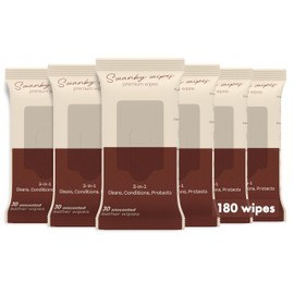 Swanky Leather Wipes - Leather Cleaner and Conditioner for Purses, Shoes, Furniture Polish & Car Seats, Prevents Fading & Cracking, Restores Softness & Shine - Soft Wipes, 180 Count