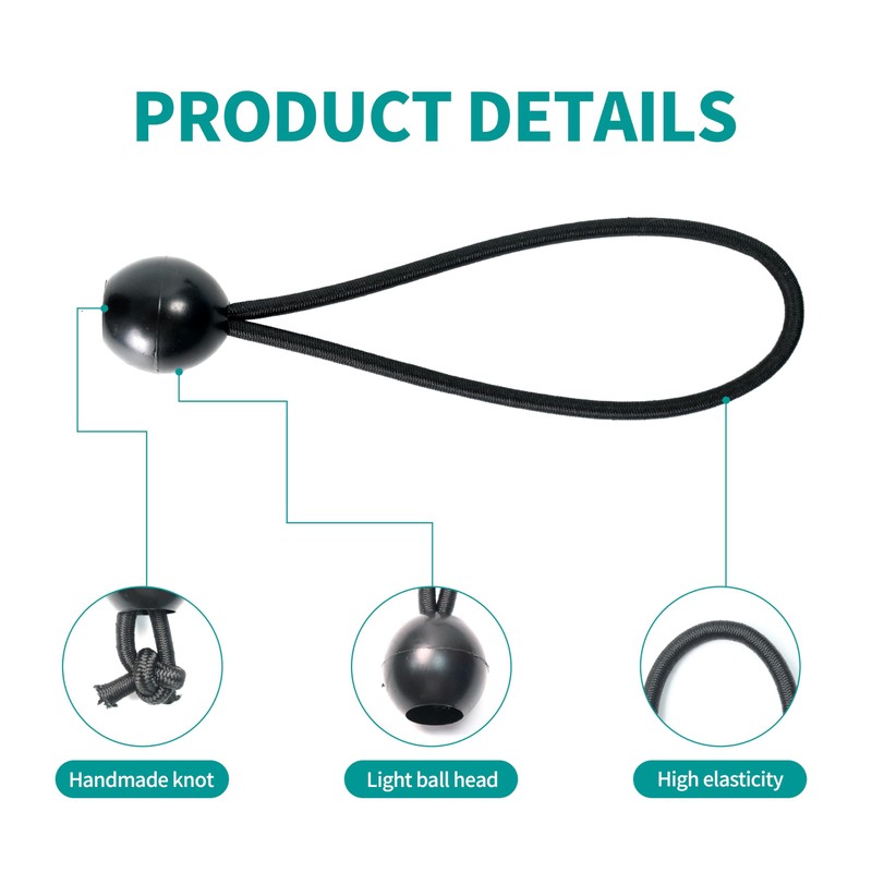 Ball Bungee Cord Heavy-Duty Versatile Indoor or Outdoor Use, Tarp