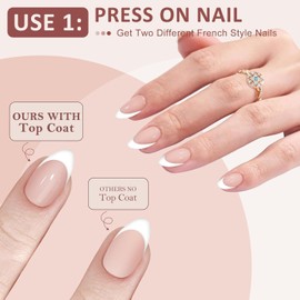 150pcs French Press On Nail - Mother's Day Gifts for Women Girls 2 in 1 Short Almond Soft White Tips Press On Nails, Natural Stick On Nails in 15 Sizes