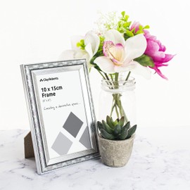 Clay Roberts Photo Picture Frame 6 x 4, Silver Swirl, Freestanding and Wall Mountable, 10 x 15 cm, 6x4" Picture Frames