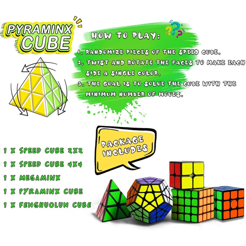 Coolzon Speed Cube Set 5 Pack Magic Puzzle Cubes Pyraminx
