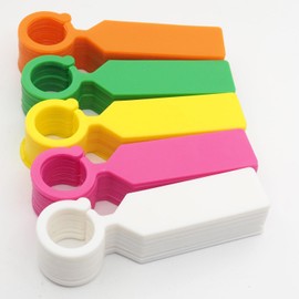 Generic WOSHIMT 100 Pack Assorted Color Plastic Nursery Garden Tags - Durable Horticultural Plant Labels in 5 Vibrant Shades for Organized Plant Marking and Identification