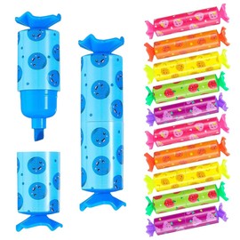 WUSJCOF Pack of 12 Mini Highlighter Pens Set Mini Textliner Mini Highlighter Pens Marker Mini Highlighter Pen for Students Party Bags Funny Stationery (6 Colours) (Sweet Candy Shape)