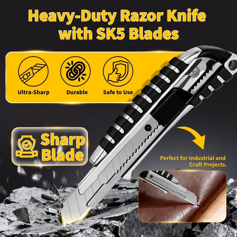 TECKWRAP Utility Knife, Retractable Box Cutter Heavy-Duty Knives for Cardboard,