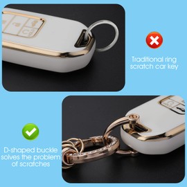 cobee Microfiber Leather Car Keychain, Bling Universal Key Fob Holder with Anti Lost D Buckle 360 Degree Rotatable Car Key Fob Keychain Holder with 3 Keyrings and Repair Bar (Black)