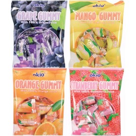 Okio 3 BAGS Okio Gummy Candy 3.52 oz Grape Strawberry Mango Orange - Choose a Flavor! - Grape