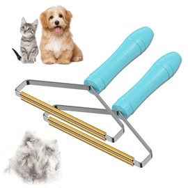ANCAI Reusable Cat Hair Remover - Special Dog Hair Remover Multi Fabric Edge and Carpet Scraper - Easy Pet Hair Remover for Couch, Pet Towers & Rugs - Gets Every Hair! (2PCS-Blue)