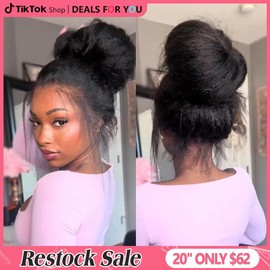 Bling Hair 360 Glueless Full Lace Front Wigs Human Hair Kinky Straight Pre Plucked Transparent 13x6 Lace Frontal Wigs for Black Women with Baby Hair 360 Hd Full Lace Human Hair Wigs 180% Density Natural Black:_13x6 HD Transparent Lace_24"