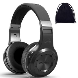 Bluedio H Turbine - Auriculares estéreo inalámbricos Bluetooth 5.0 con micrófono, auriculares con graves impactantes con bolsa de almacenamiento para entusiastas de la música, control de voz (negro)