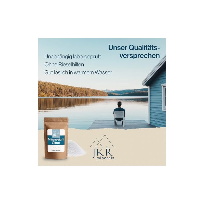 JKR Minerals Magnesium Citrate Powder 450 g, Laboratory Tested, Pure
