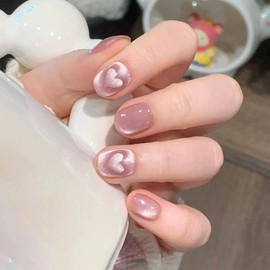 Light Rain Large Size Hand-made Press on Nails, 3D Gel UV Finished False nails with Design by Professional Manicurist