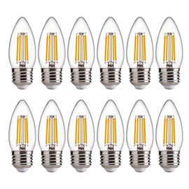 FLSNT B11 E26 Base LED Candelabra Light Bulbs 60W Equivalent, Dimmable, LED Candle Light Bulbs, 2700K Soft White, 12 Pack UL,CA65 Listed.