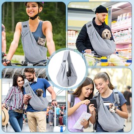 Dog Sling Pet Carrier Sling Puppy Sling Cat Sling Puppy Front Carrier Dog Carry Bag Hand-Free Pet Sling Carrier Small Dog Sling For Outdoor Walking Travel(Grey)