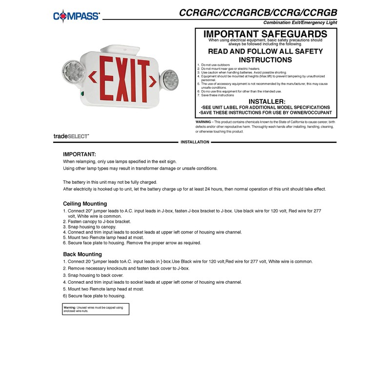 Compass CCG Hubbell Lighting LED 2 Head Emergency Light, White