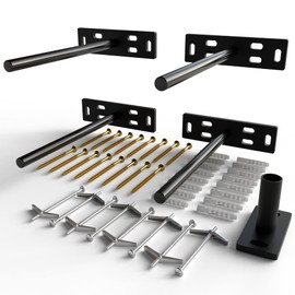 Set of 4 Floating Shelf Brackets Heavy Duty (1/4 inch Thick Baseplate) Painted Black Mild Steel/Bracket for Hidden Wall Shelves Support Hardware Mount Kitchen/Nursery Decor (10 inch Rods)