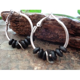 ✿ 2,5 CM NATUR HOLZ BOHO TRIBAL CREOLEN ✿ Ohrringe im Bali Stil