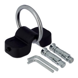 Relaxdays Wall and Ground Anchor for Bicycle & Motorcycle 10mm Shackle Steel Plastic Safety Anchor Black/Silver