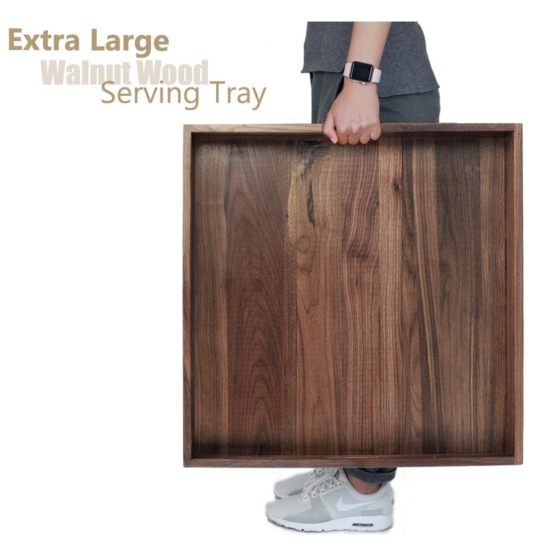MAGIGO 22 x 22 Inches Large Square Black Walnut Wood