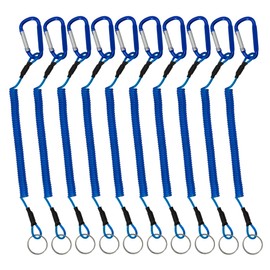 StayMax Stretchy Spiral Keyring Spiral Lanyard Retractable Coil Spring Keychain Anti-Lost Stretch Cord with Carabiner (10 Pack, 4 Inch, Blue)