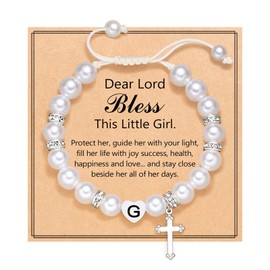 UNGENT THEM Baptism Gifts for Girl Christening First Communion 1st Holy Confirmation Religious Catholic Christian Easter Gifts for Teenage Teen Girls Goddaughter Baptism Bracelet