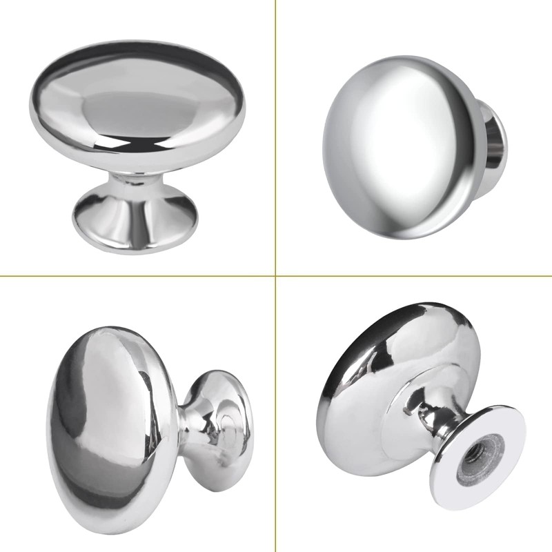 ShipeeKin 20 x Silver Polished Chrome Furniture Knobs, Cupboard Knobs,