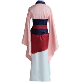 Angelaicos Womens Princess Mulan Costume Dress Chinese Heroine Party Ball Gown (L, Pink)