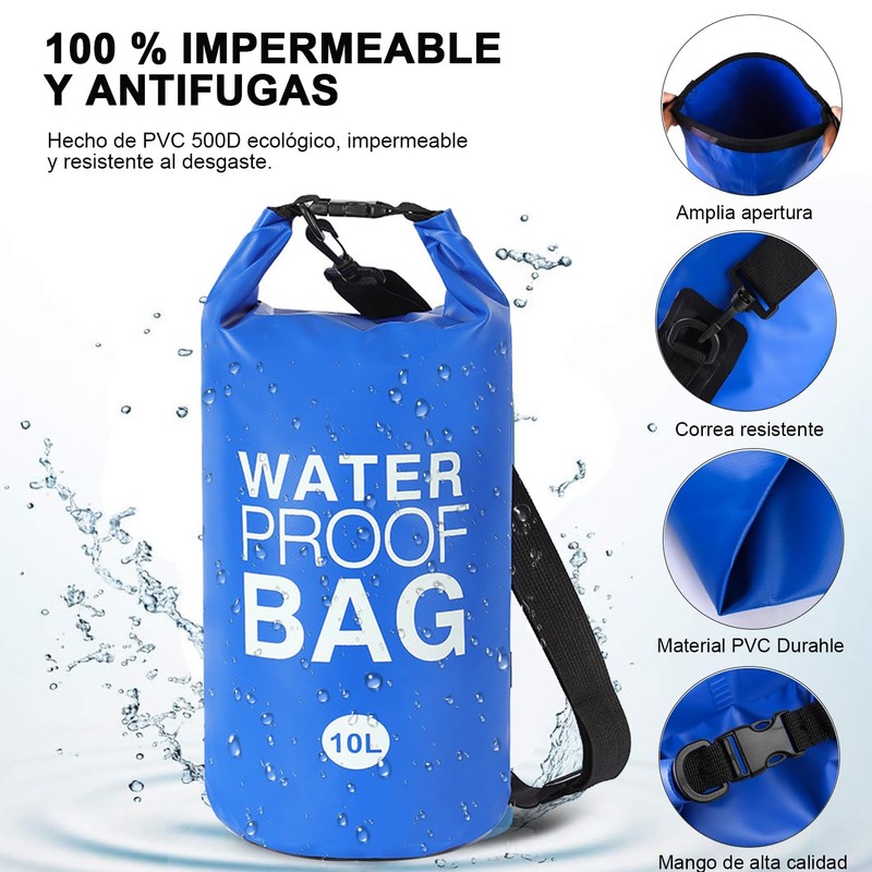 Bolsa Impermeable, Bolsa Seca Impermeable 5L y 10L, Mochila a